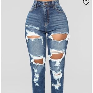Fashion Nova high rise distressed jeans